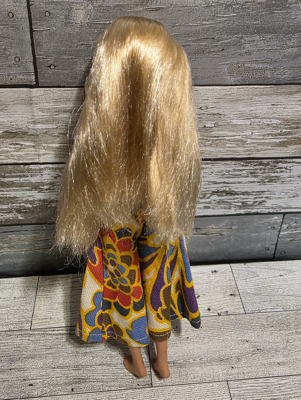 Vintage  Barbie Doll With Floral Wide-Leg Jumpsuit - Yellow Multi - Picture 3 of 6